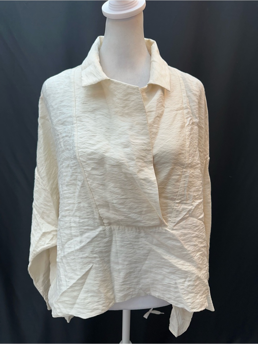 Anthropologie Cream Textured Collared Blouse S